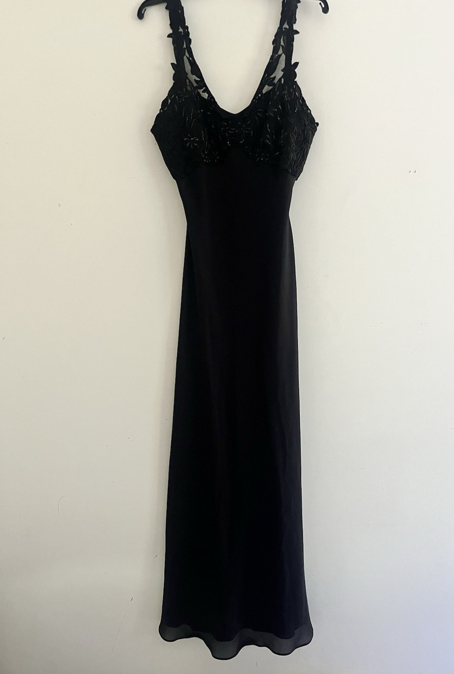 VTG Fiesta Chiffon Gown Medium Black Glitter Babydoll Whimsigoth Evening Formal